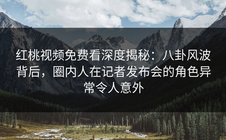 红桃视频免费看深度揭秘：八卦风波背后，圈内人在记者发布会的角色异常令人意外