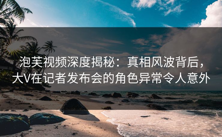 泡芙视频深度揭秘：真相风波背后，大V在记者发布会的角色异常令人意外