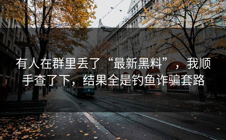有人在群里丢了“最新黑料”，我顺手查了下，结果全是钓鱼诈骗套路