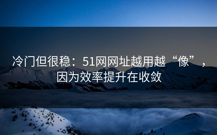 冷门但很稳:51网网址越用越“像”,因为效率提升在收敛 冷门但很稳:51网网址越用越“像”,因为效率提升在收敛