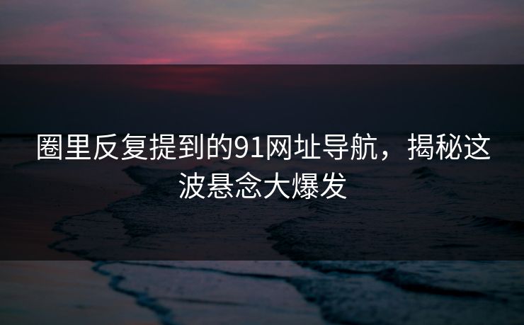 圈里反复提到的91网址导航，揭秘这波悬念大爆发